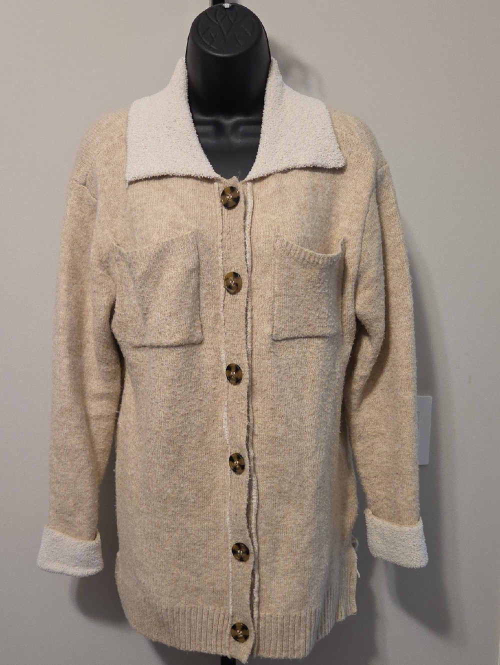 Maurices Cream Sherpa-Style Knit Jacket